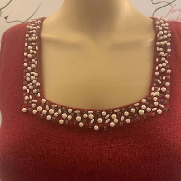 Emma James. Sz PM. 2 piece sweater set. Beaded. Angora/silk/nylon blend. B89 - Picture 3 of 7